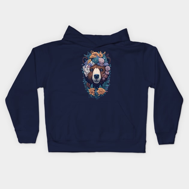 bear forest art Kids Hoodie by Zaawely